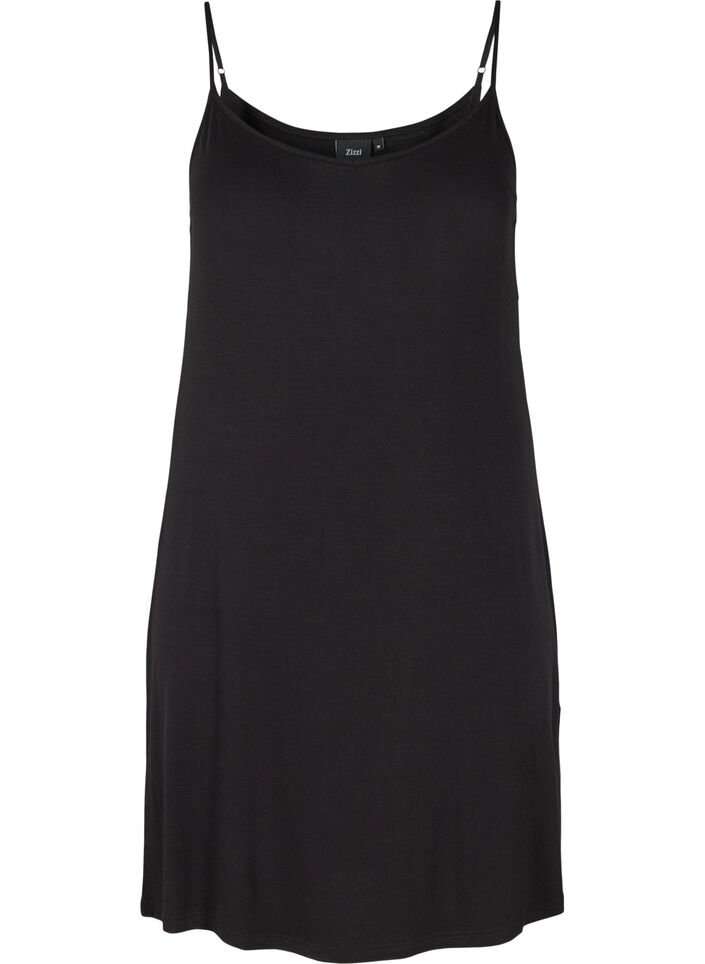 Effen onderjurk in viscose, Zwart, Packshot image number 0