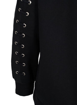 Katoenen sweatshirt met koord details, Black, Packshot image number 3