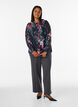 Blouse met bloemenprint en geweven textuur, Zwart, Model image number 1