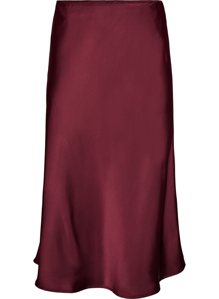 Satijnen midi rok, Rood, Packshot image number 0
