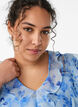 Chiffonjurk met bloemenprint, ruches en lange mouwen, Blauw, Model image number 2