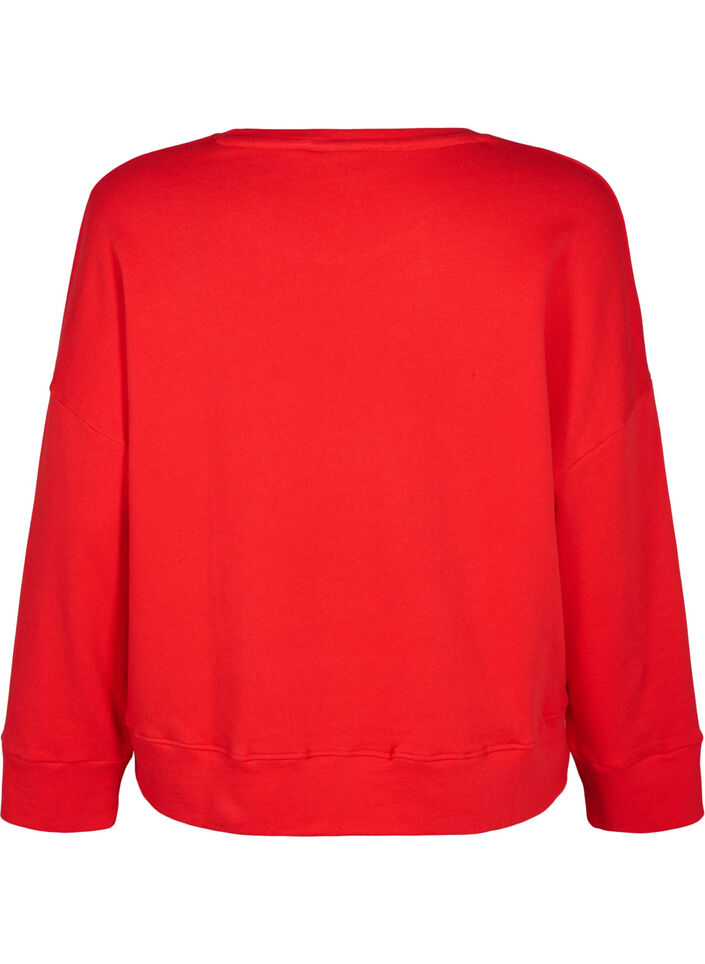Sweatshirt met verhoogde tekstdesign, Rood, Packshot image number 1