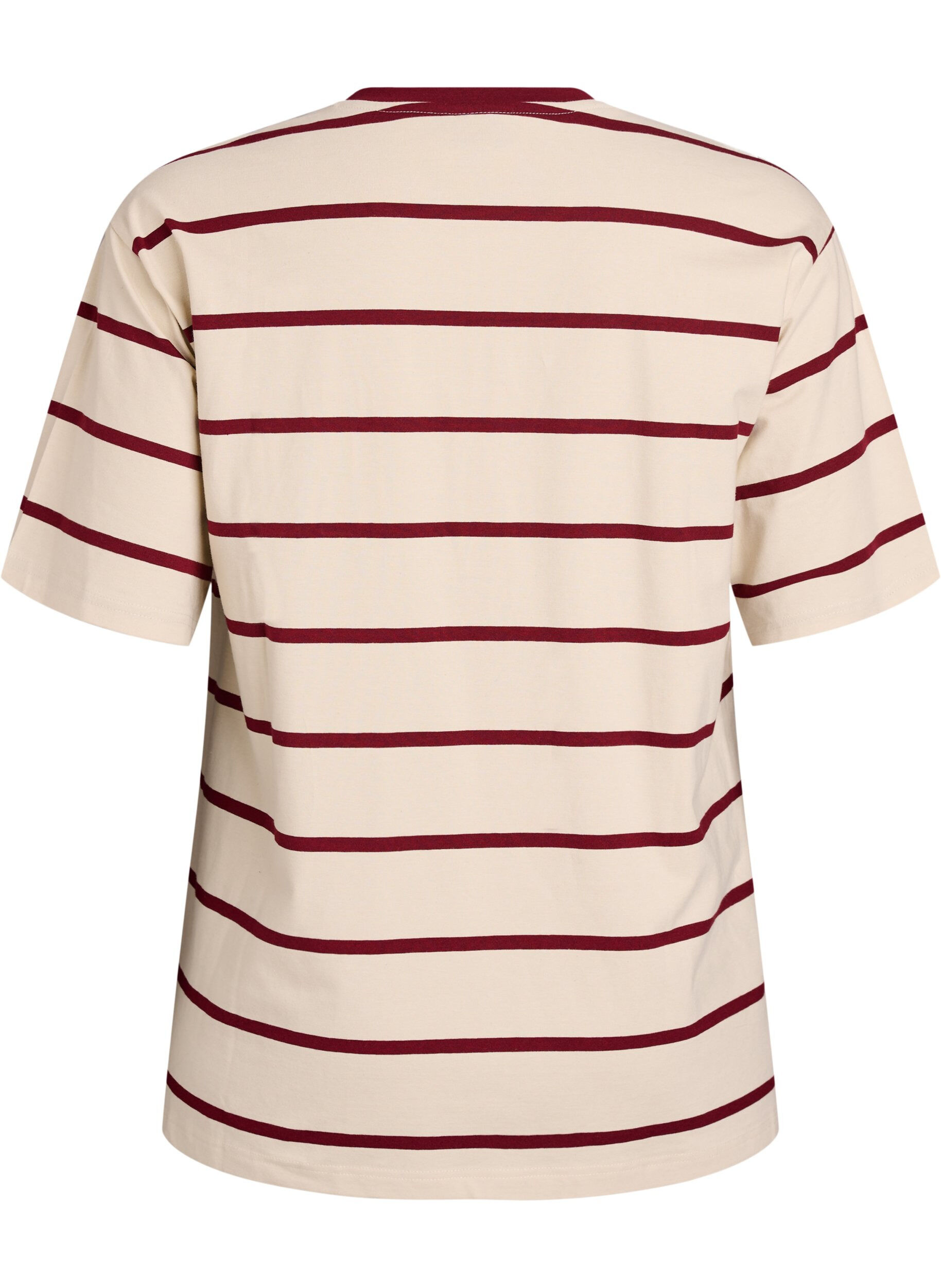 Zizzi T-shirt met strepen en luipaarddetail, Beige, Packshot image number 1