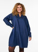 Korte denim jurk met een V-hals en kraag, Blauw, Model image number 0