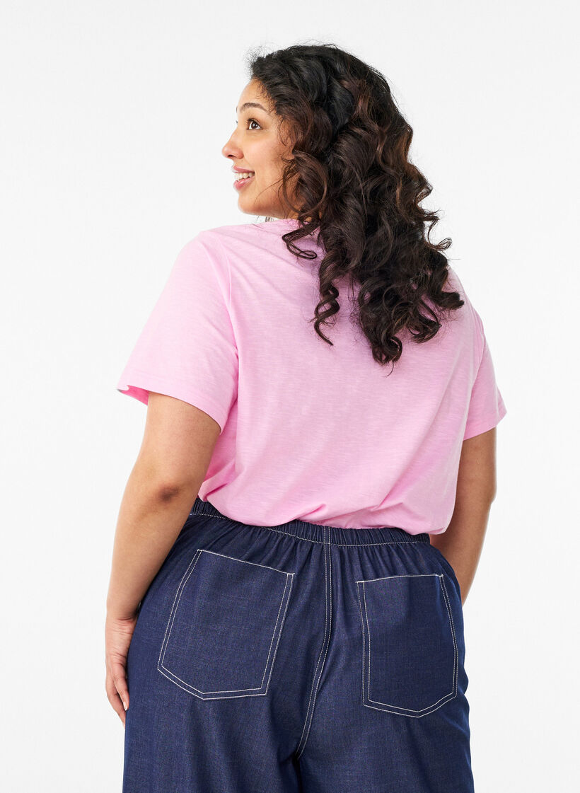 T-shirt met knoopdetail, Roze, Model image number 2