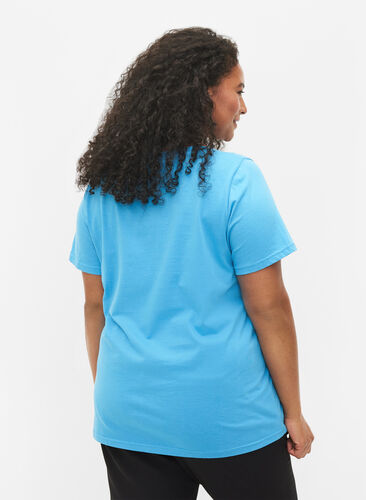Set van 2 basic t-shirts in katoen, Bonnie Blue/Black, Model image number 1