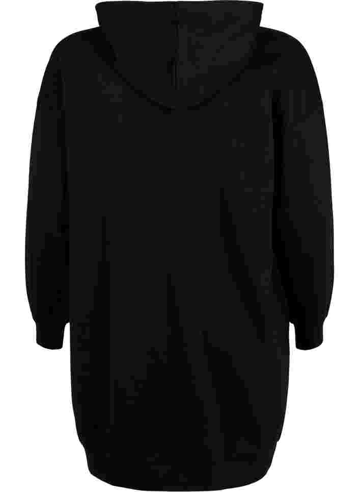 Sweatshirt jurk met capuchon en rits, Black, Packshot image number 1
