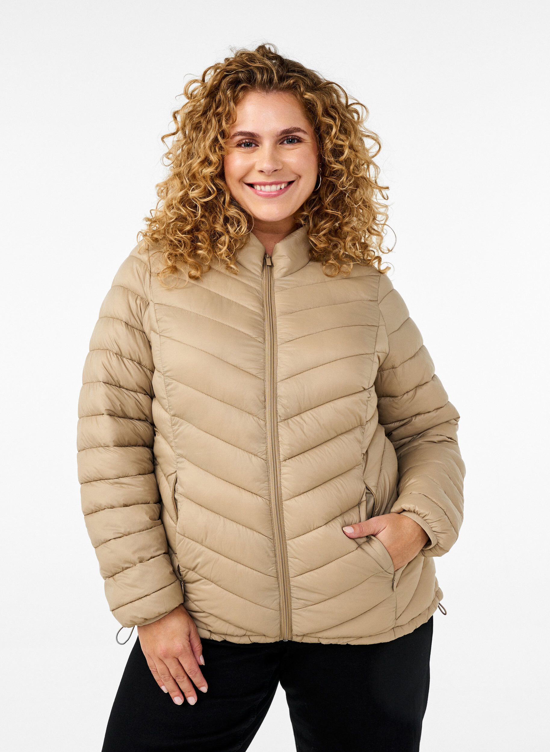 ZizziLichtgewicht jas met zakken, Bruin, Model image number 0