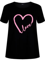 Katoenen T-shirt met ronde hals en print, Black W. Heart L.