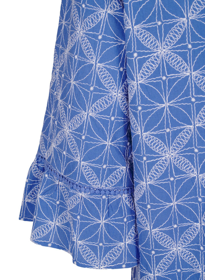 Tuniek met borduursel en strikdetail, Blauw, Packshot image number 3