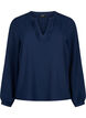 Blouse met lange mouwen en structuur, Navy Blazer, Packshot image number 0