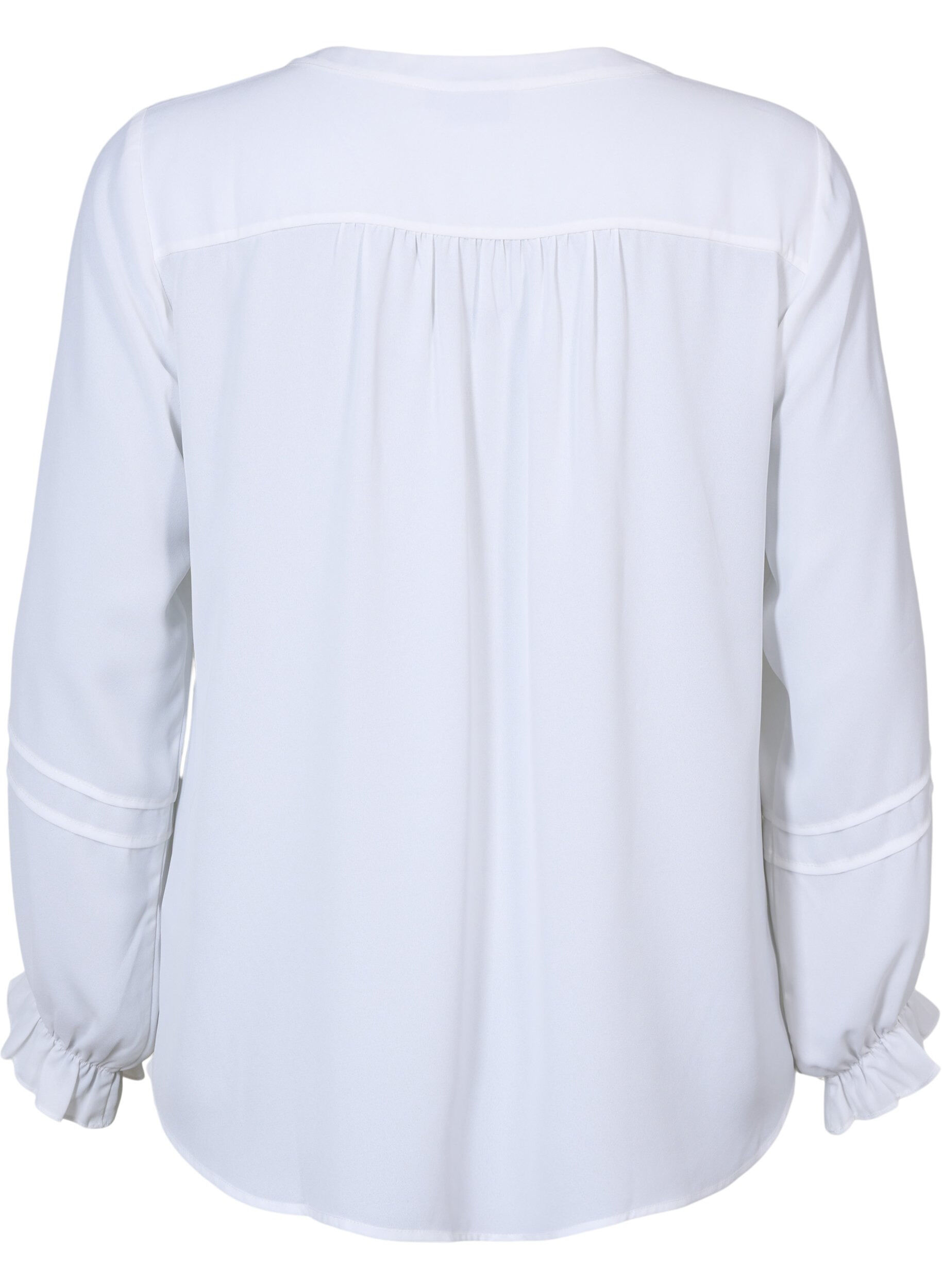 Zizzi Blouse met lange mouwen en knoopsluiting, Bright White, Packshot image number 1