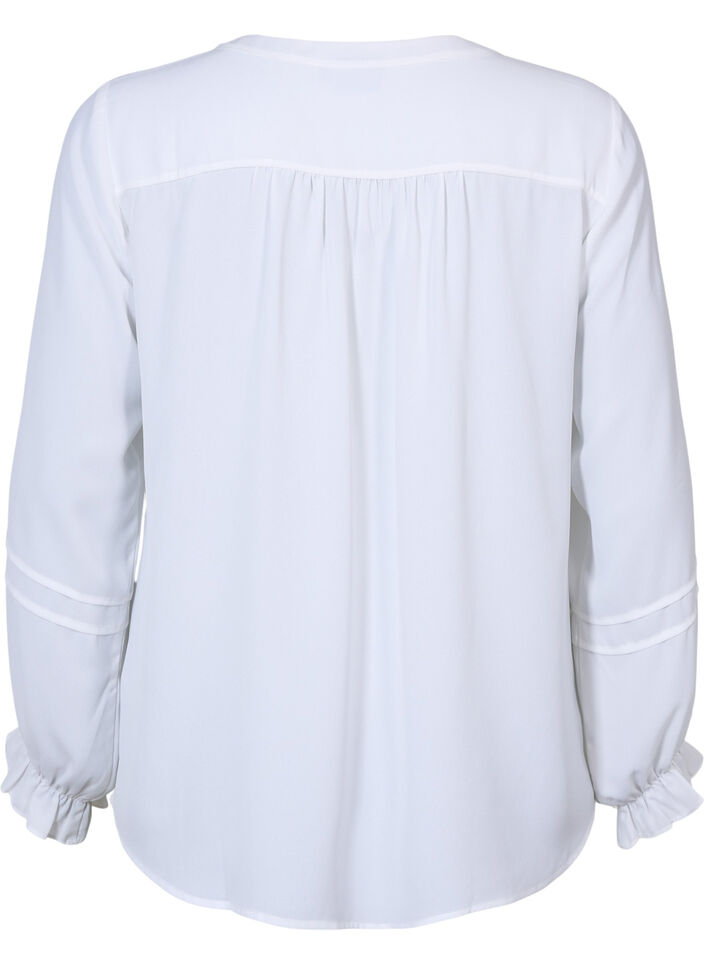 Blouse met lange mouwen en knoopsluiting, Bright White, Packshot image number 1