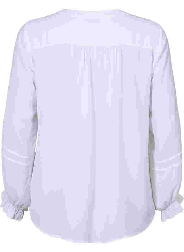 Blouse met lange mouwen en knoopsluiting, Bright White, Packshot image number 1