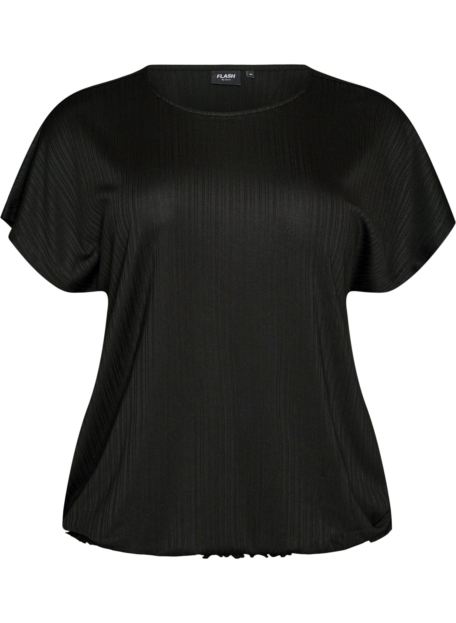 FLASH - Jersey blouse met gestructureerde strepen en een gesmokte zoom