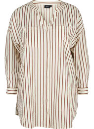 Lange katoenen blouse met strepen en v-hals, Stripe