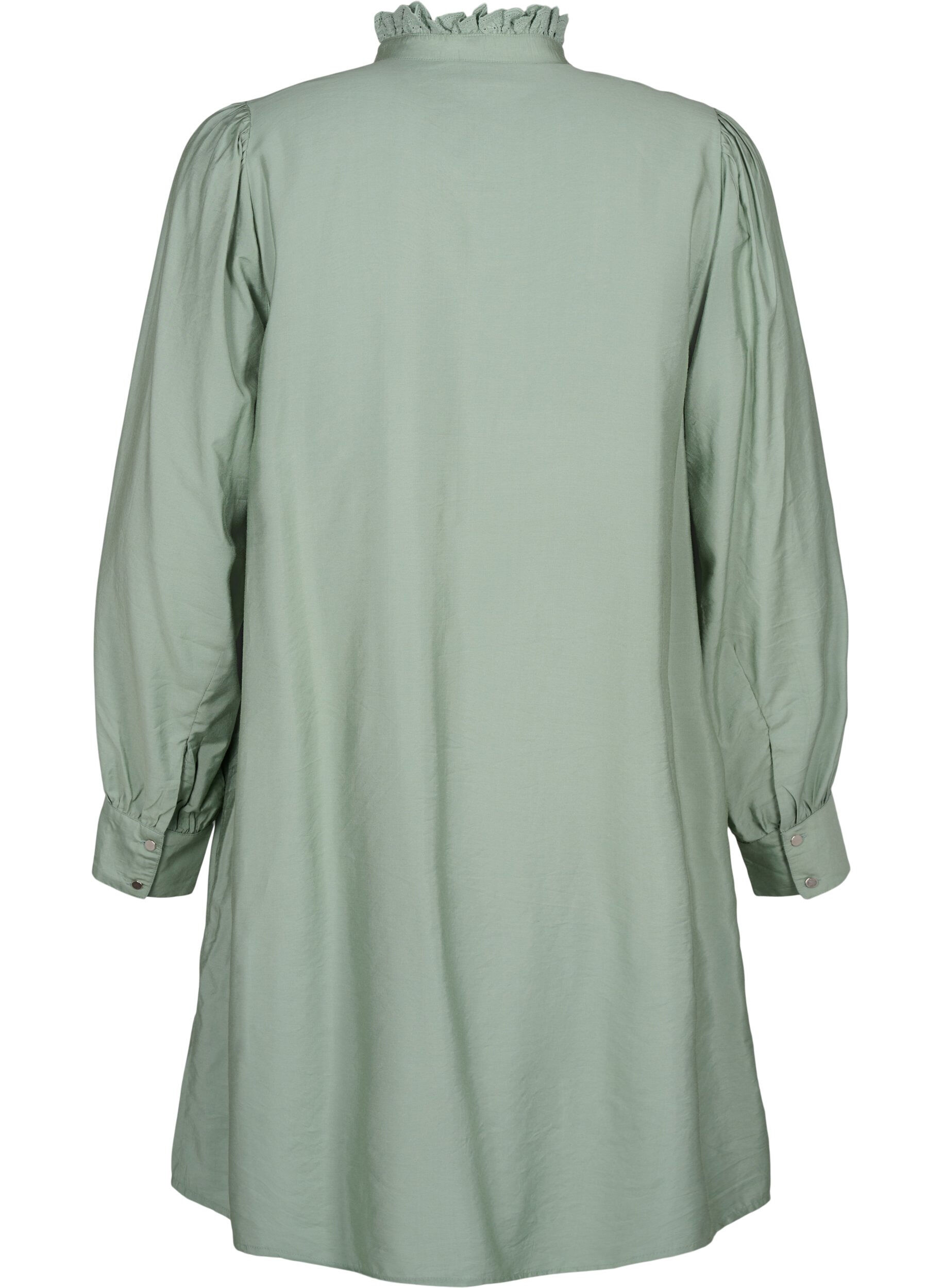 Zizzi Viscose Shirt Jurk met ruffles, Groen, Packshot image number 1