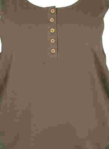 Katoenen top met elastiek in de onderkant en effen kleur, Dusty Olive, Packshot image number 2