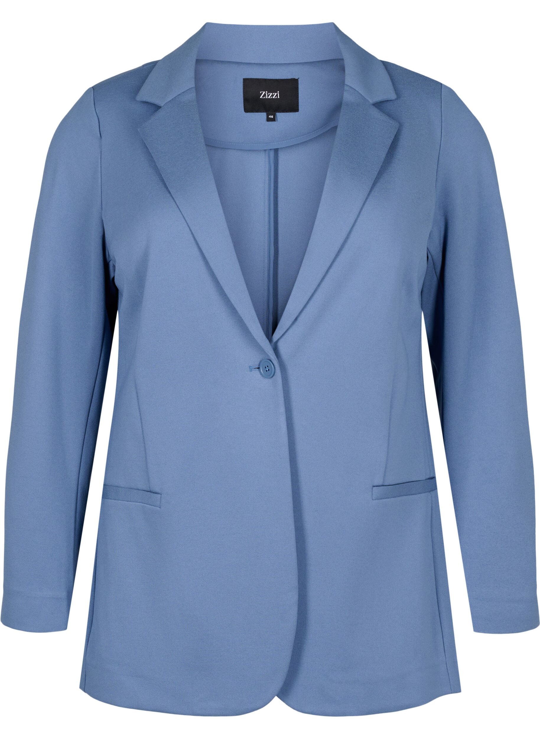 Zizzi Eenvoudige blazer met knoopsluiting, Blauw, Packshot image number 0