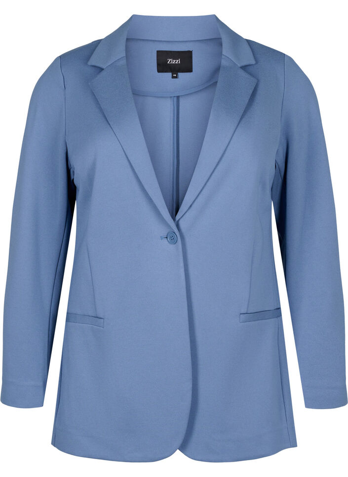 Eenvoudige blazer met knoopsluiting, Blauw, Packshot image number 0