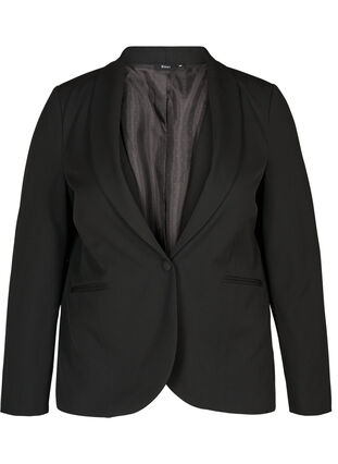 Klassieke blazer met schoudervullingen, Black, Packshot image number 0