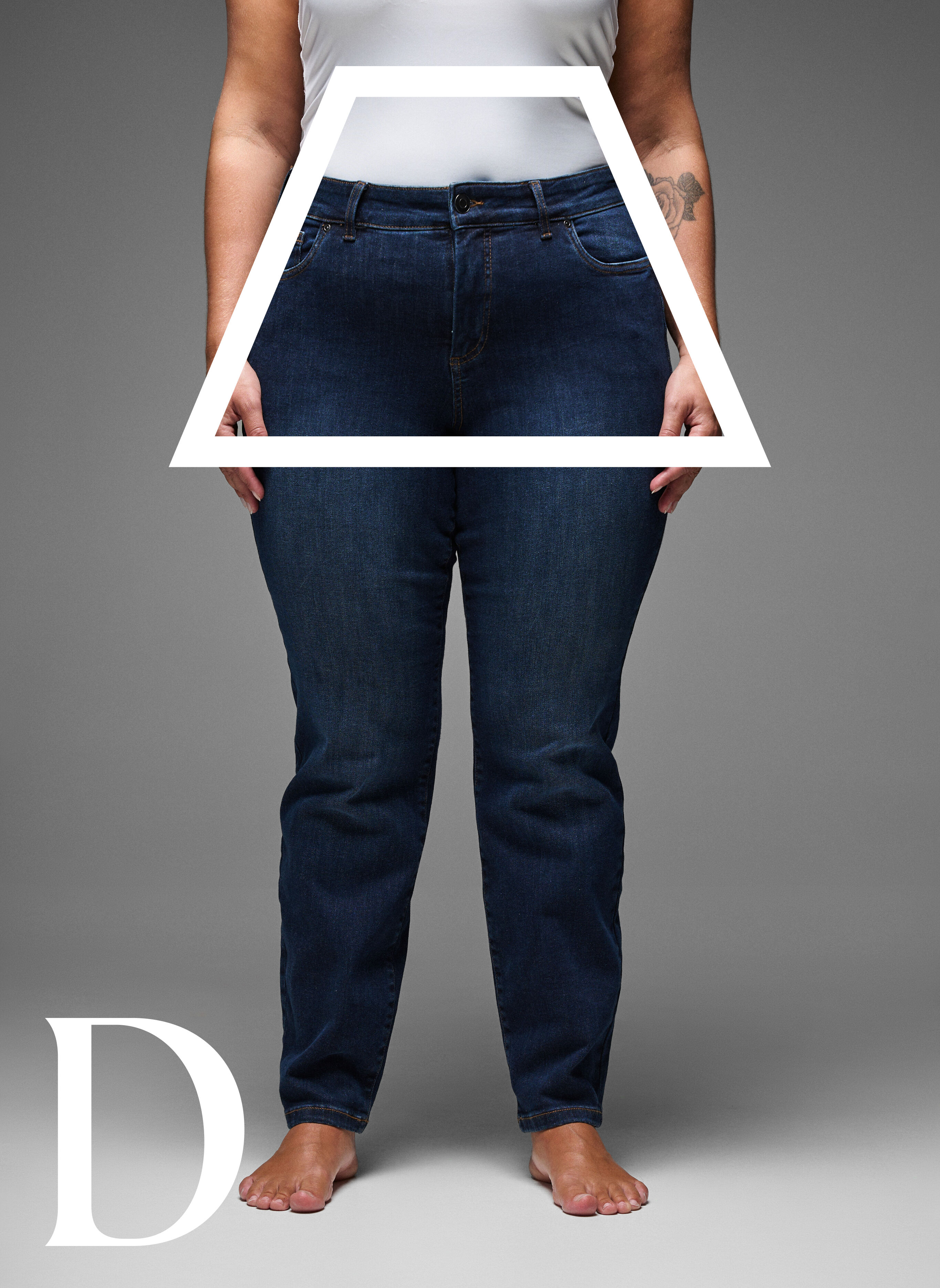 Zizzi Strakke pasvorm jeans met een normale taille, Dark Blue, Model image number 3
