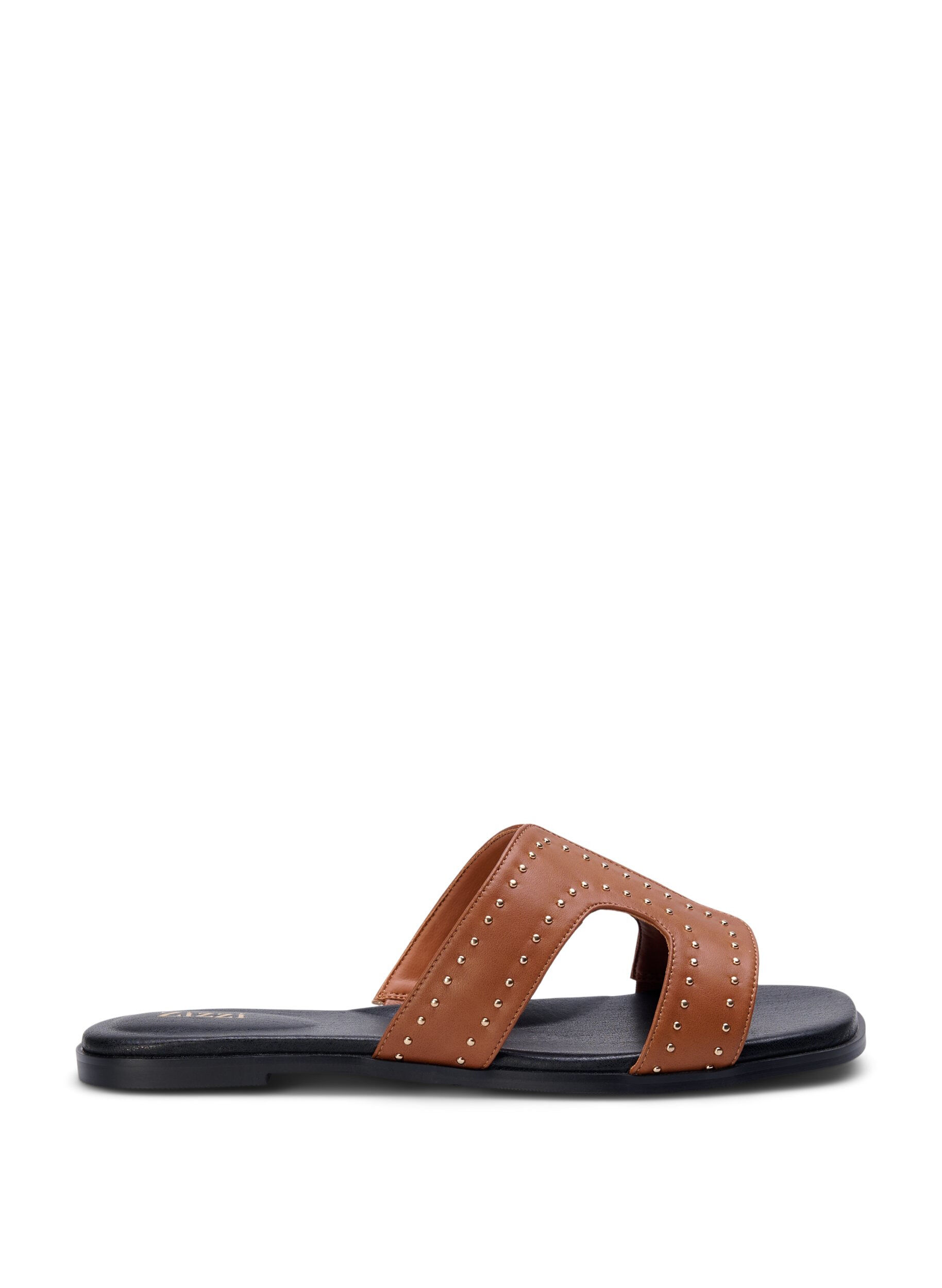 Zizzi Platte sandalen met studs, Bruin, Packshot image number 0