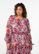 Midi-jurk met bloemenprint met ruches en doorschijnende mouwen, Roze, Model image number 2