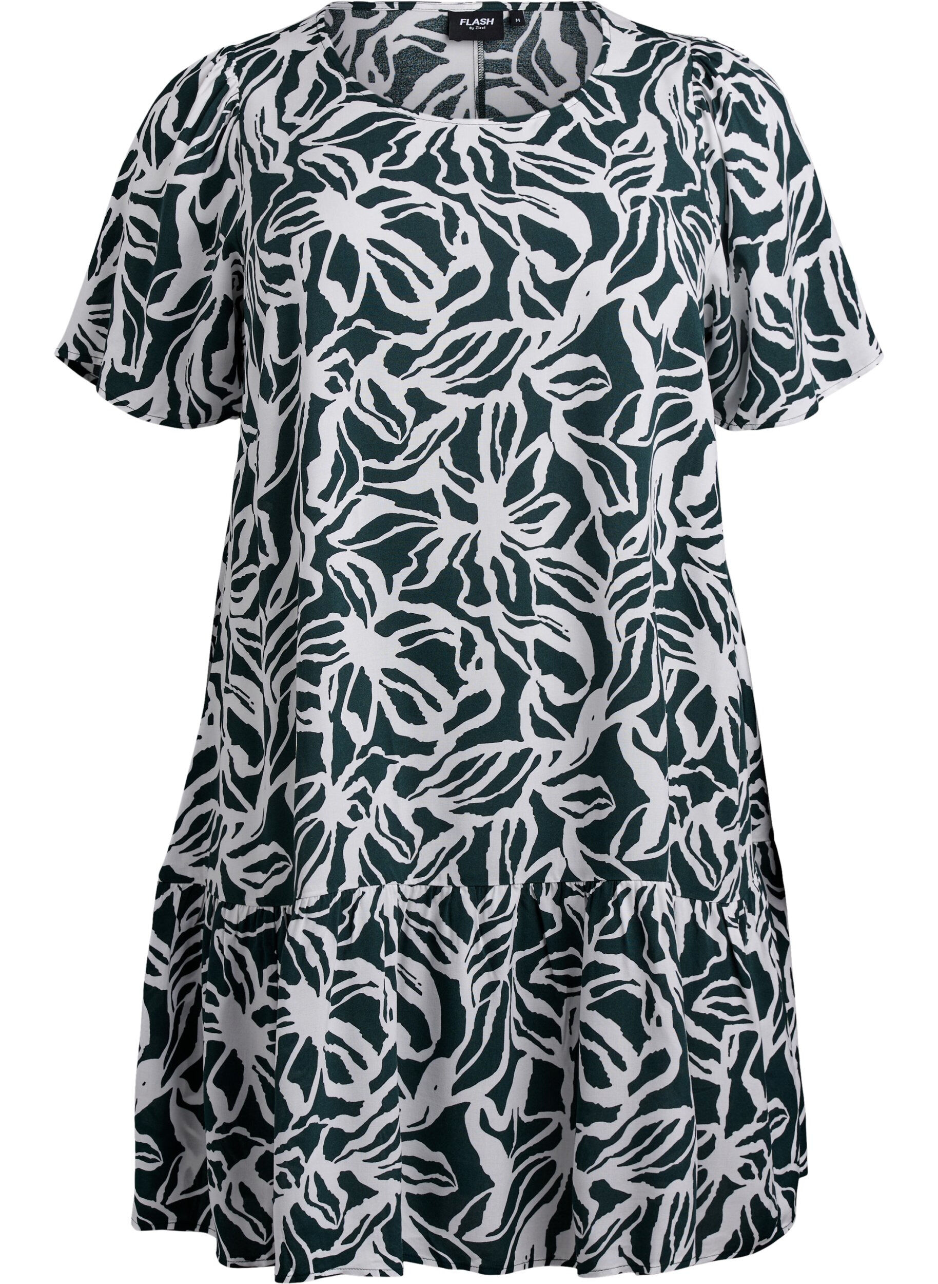 Zizzi FLASH - Jurk van viscose met coupenaad, Groen, Packshot image number 0