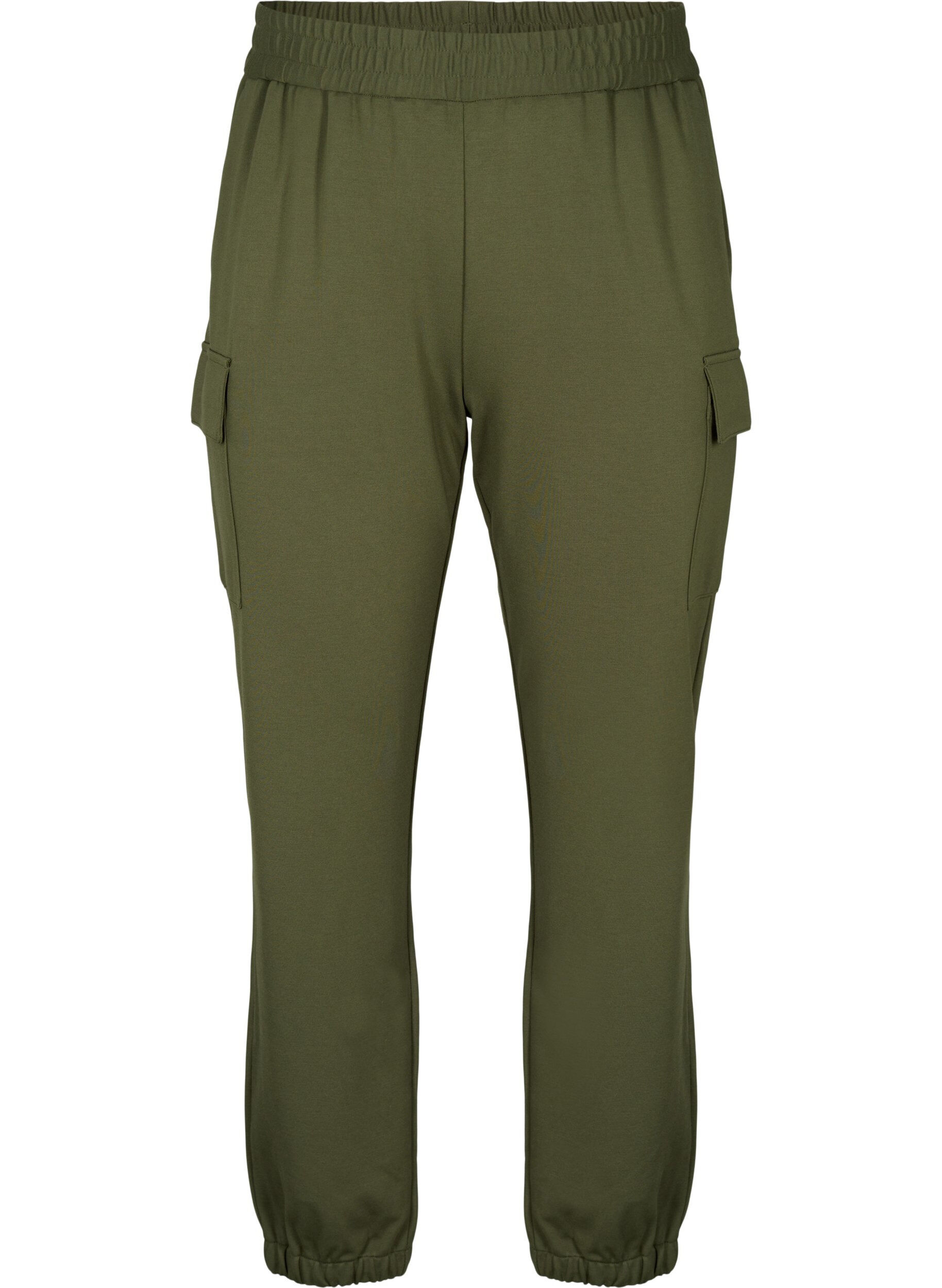 Zizzi Cargo broek met elastische taille, Forest Night, Packshot image number 0