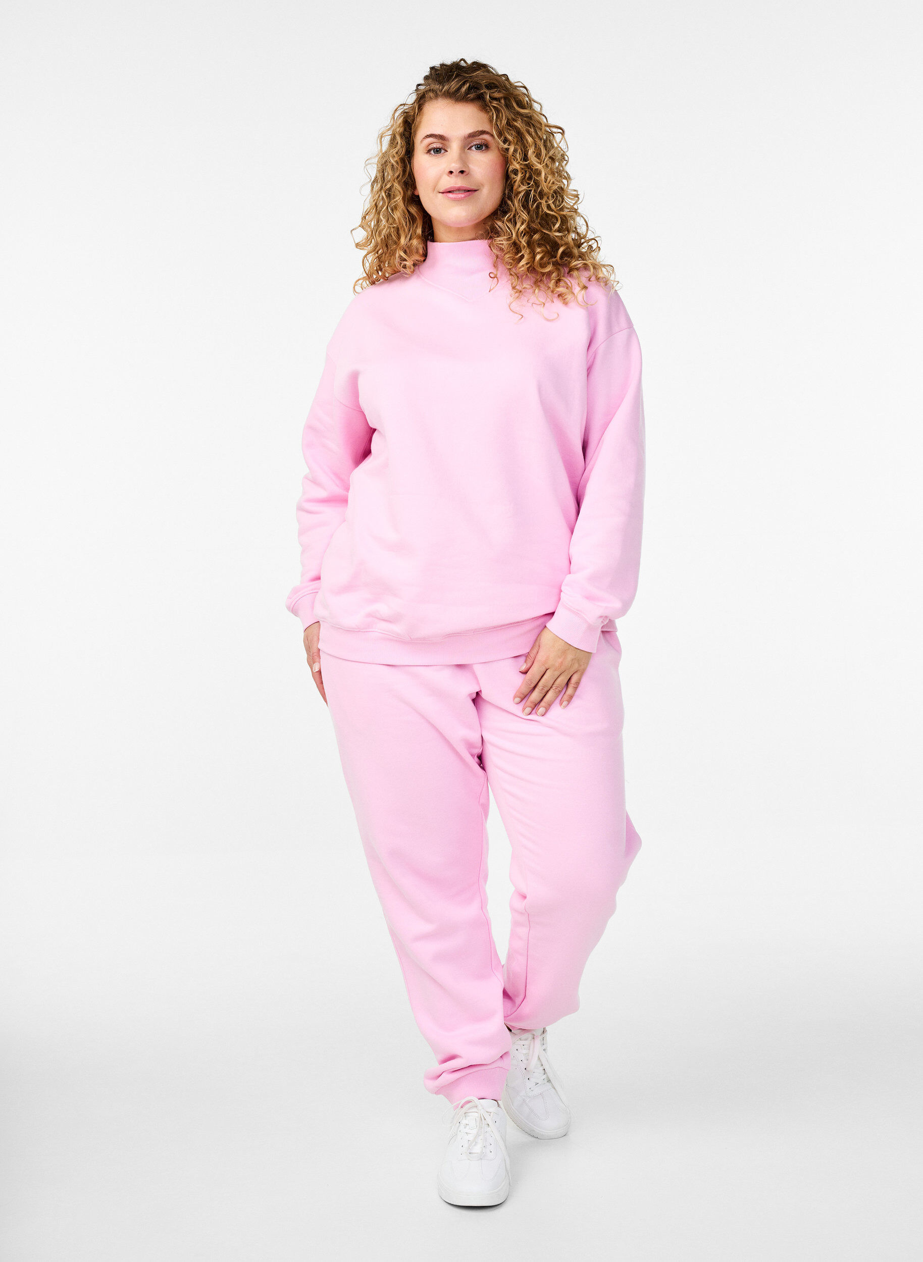 Zizzi Sweatpants met hoge taille, Roze, Model image number 0
