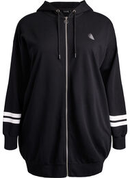 Lange sweatvest met printdetails, Zwart