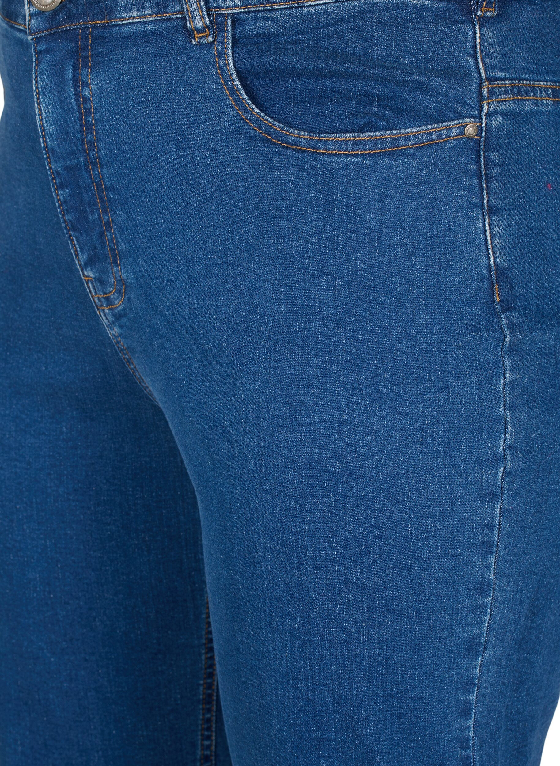 Zizzi  Gemma-jeans met hoge taille en rechte pasvorm, Blauw, Packshot image number 2