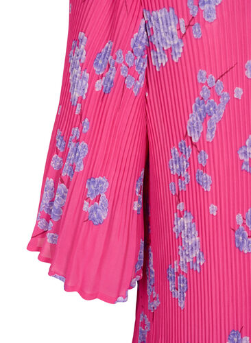 Gebloemde geplooide blouse, Beetroot Purple AOP, Packshot image number 3