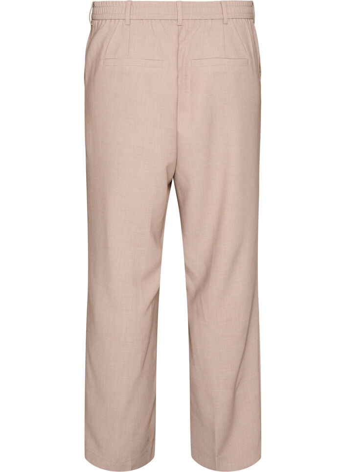 Op maat gemaakte broek met een hoge taille en straight-fit, Beige, Packshot