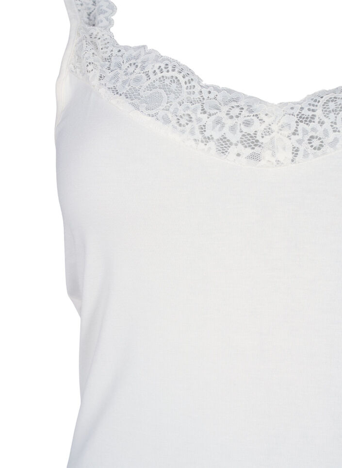 Top van viscose met kanten rand, Vanille, Packshot image number 2