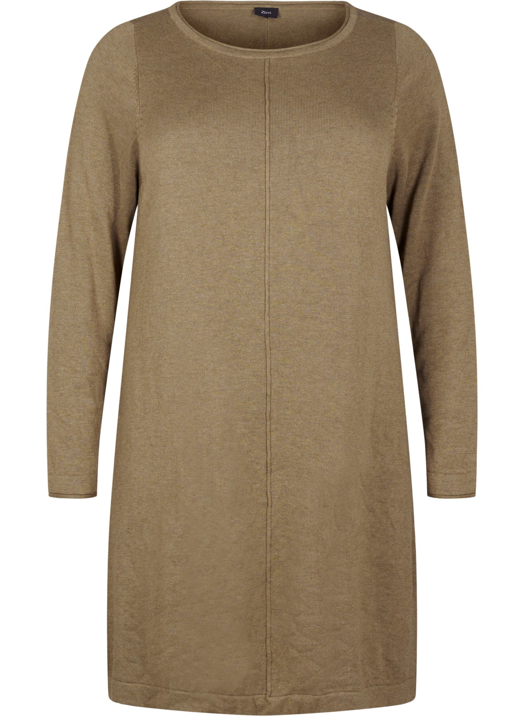 Zizzi Gebreide jurk in katoen-viscose blend, Groen, Packshot image number 0