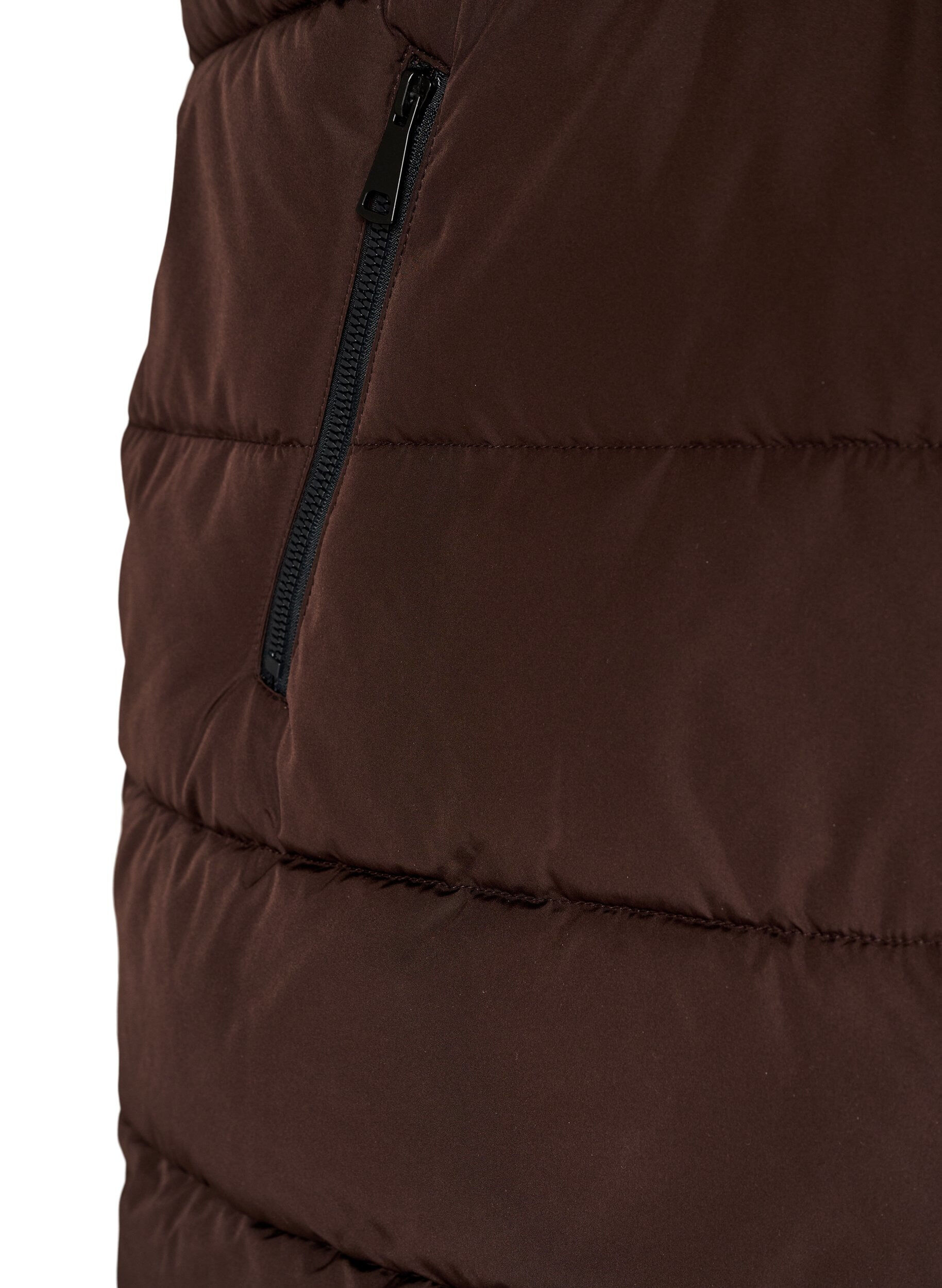 ZizziLange vest met capuchon en zakken, Bruin, Packshot image number 3