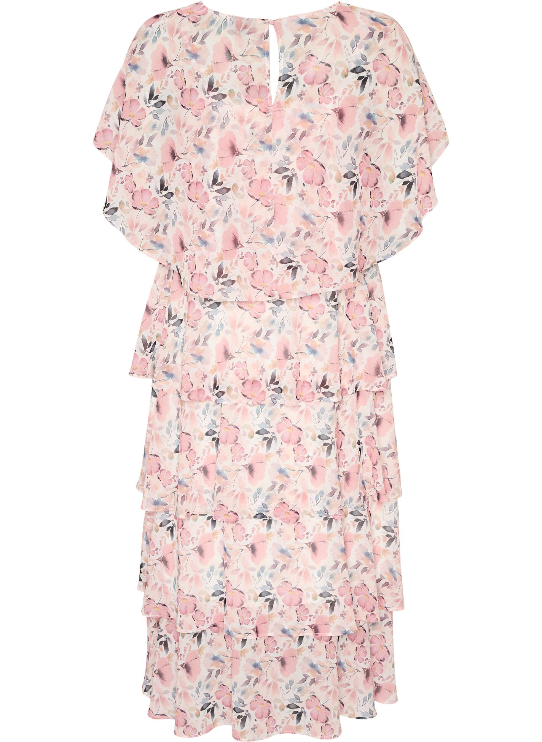 ZizziMaxi jurk met ruches en afneembare cape, Wit, Packshot image number 1