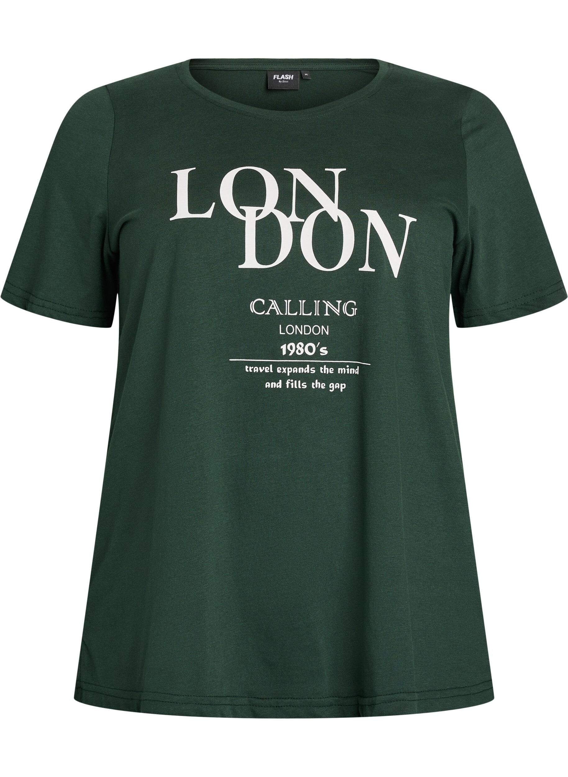 Zizzi T-shirt met print, Groen, Packshot image number 0