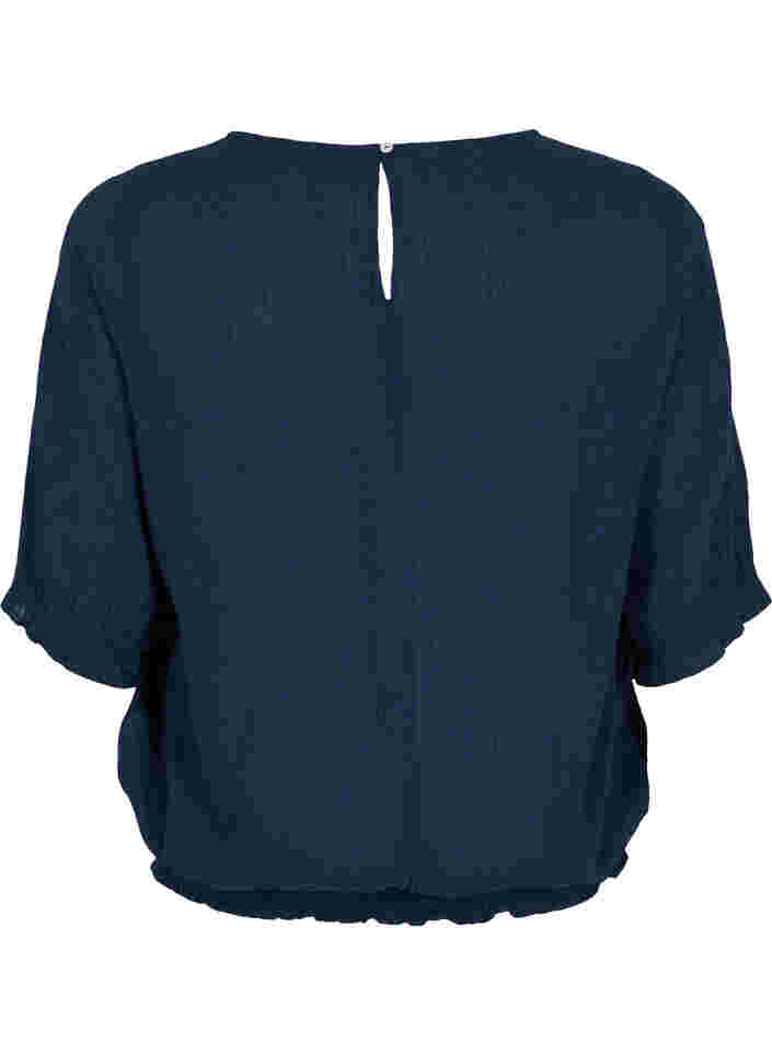 Katoenen blouse met smokwerk en korte mouwen, Navy Blazer, Packshot image number 1