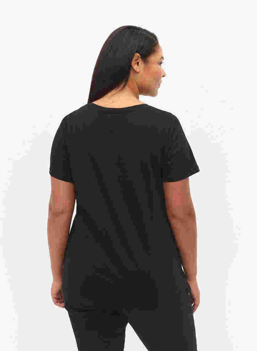 Katoenen t-shirt met opdruk op de voorkant, Black LOS ANGELES, Model image number 1