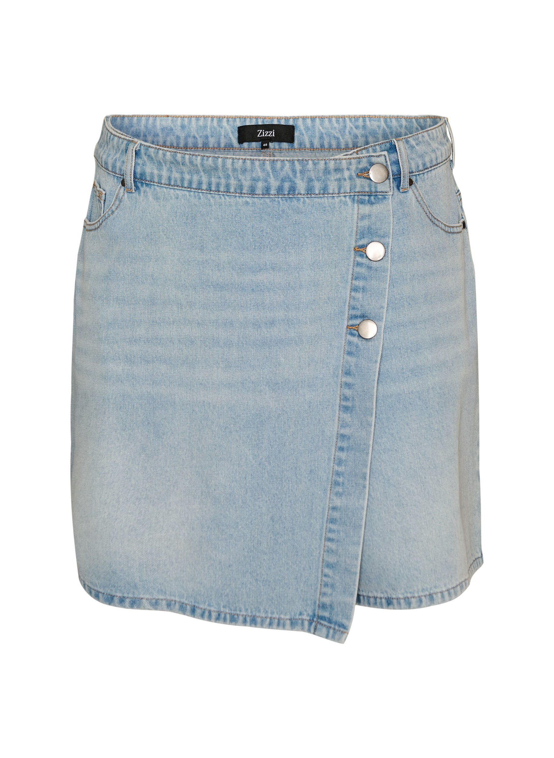 Denim skort met overslag en hoge taille