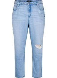 Mille Mom fit jeans met distressed details, Light Blue Denim