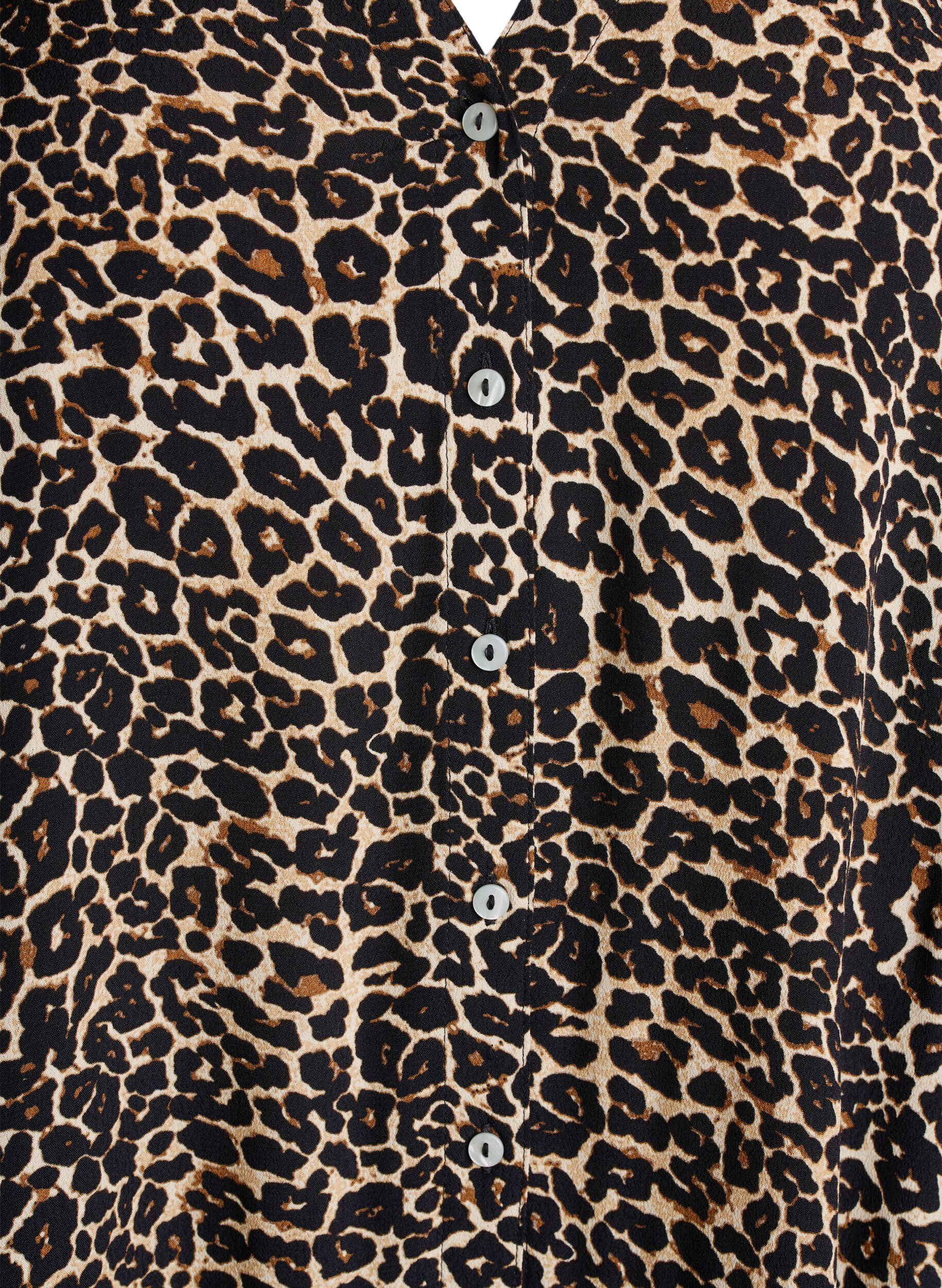 Zizzi Bedrukte viscose midi-jurk met lange mouwen, Bruin, Packshot image number 2