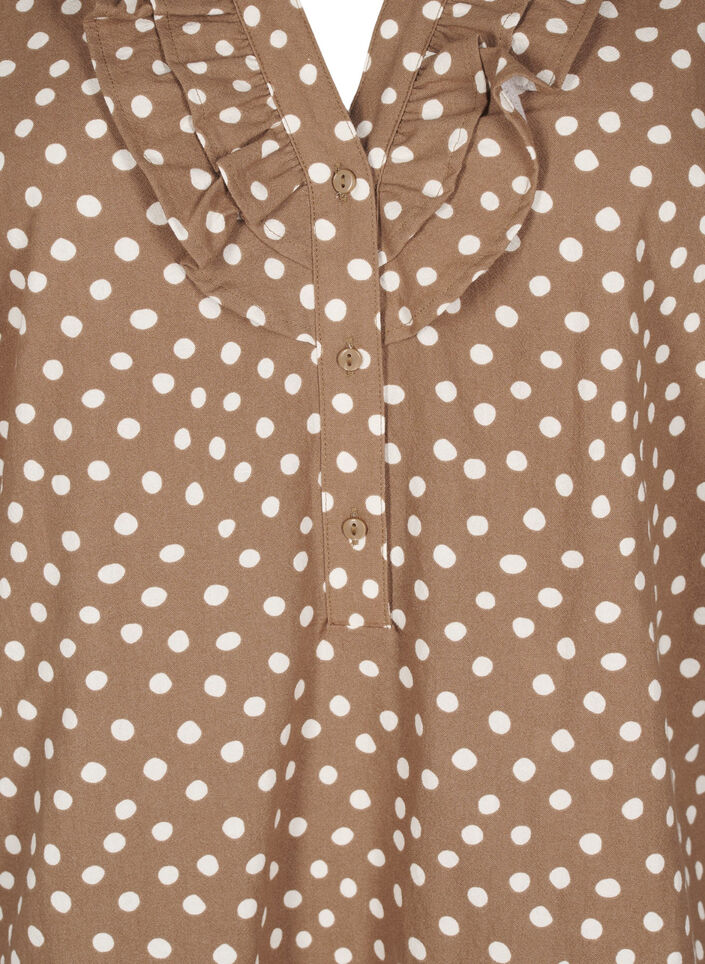 Katoenen blouse met 3/4 mouwen en stippen, Coca Mocha Dot , Packshot image number 2
