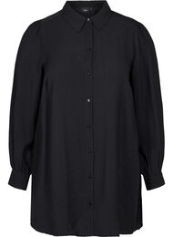 Lange blouse in effen kleur en viscosemix, Black