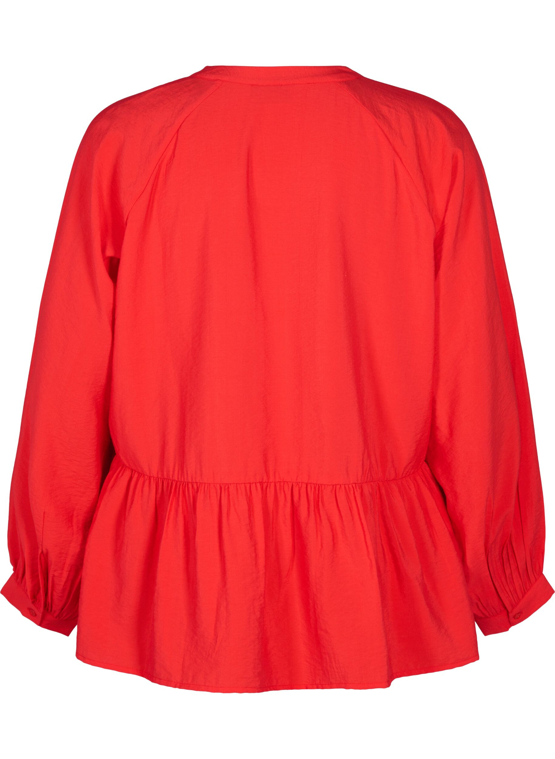 Zizzi Blouse met strik en lange mouwen, Rood, Packshot image number 1