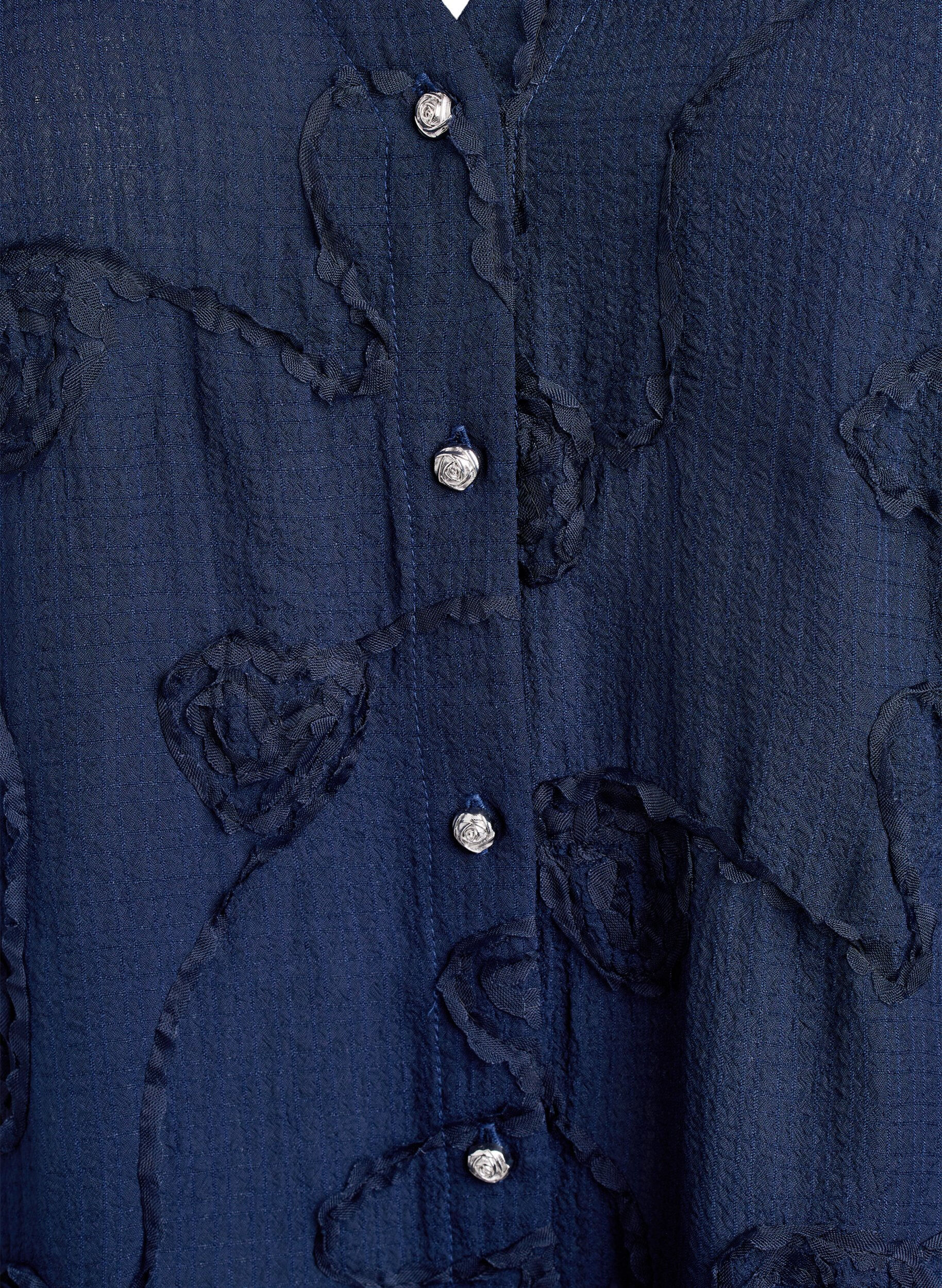 Zizzi Shirtblouse met korte mouwen en 3D-bloeimeffect, Blauw, Packshot image number 2