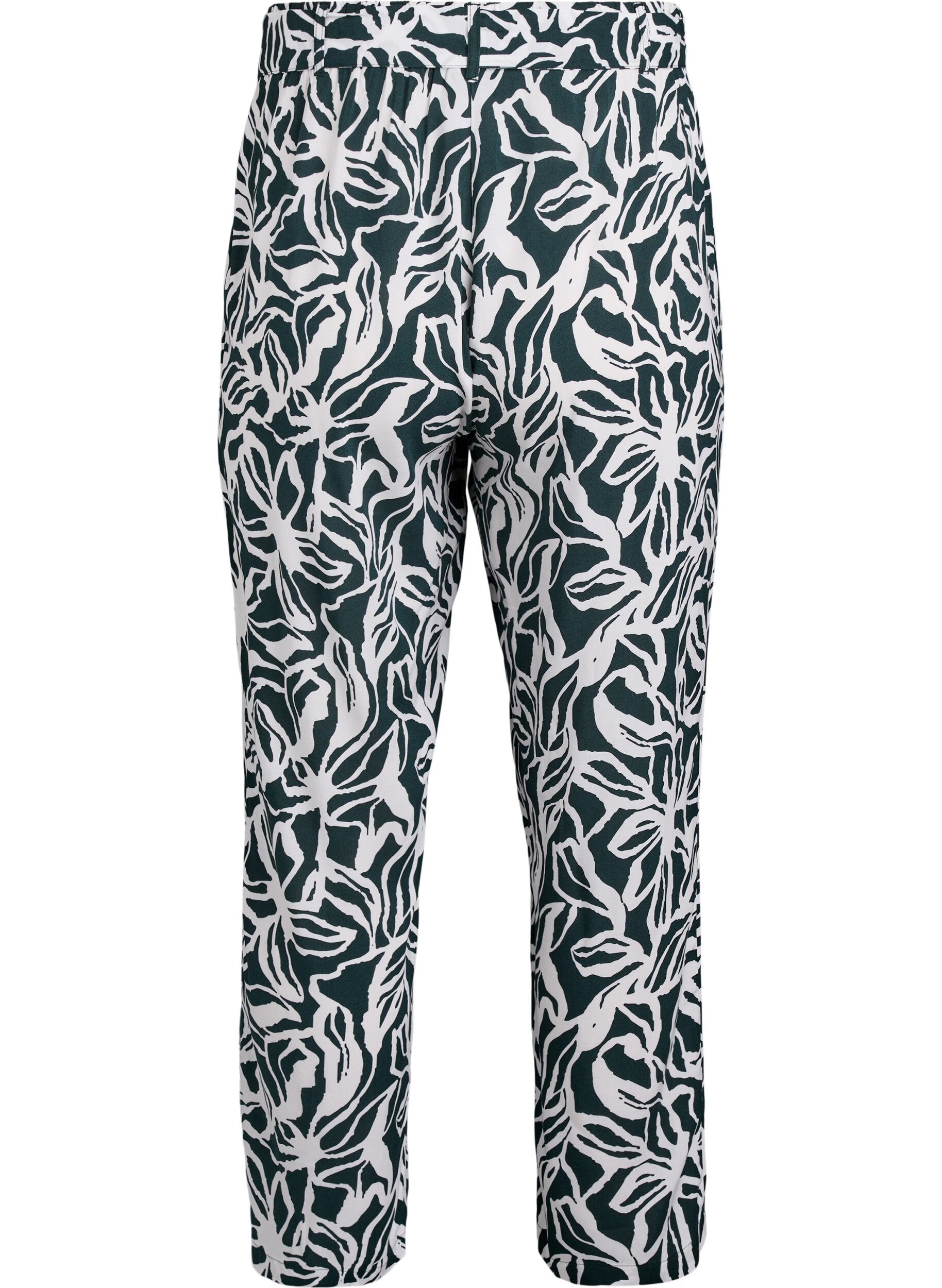 Zizzi Viscose broek met hoge taille, Groen, Packshot image number 1